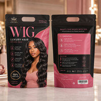 Sacs d'emballage personnalisés pour perruques, pochettes à fermeture éclair verticales en plastique pour extensions de cheveux longs, sacs d'emballage avec logo personnalisé, échantillons gratuits