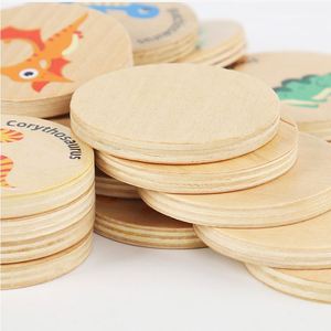 Jeu de blocs ronds en bois pour enfants, dinosaures, jeu de mémoire, puzzle d'entraînement, jeux éducatifs - Product Image 4