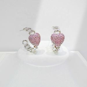 factory price Plata 925 sterling silver luxury dangling <b>earring</b> wholesale bulk party <b>girls</b> pink zircon heart fine <b>stud</b> <b>earrings</b> - Product Image 1