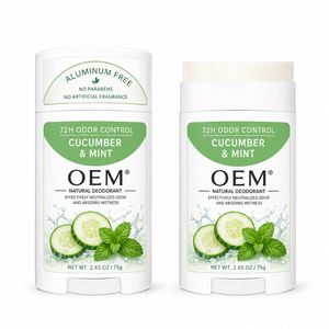<span class=keywords><strong>Desodorante</strong></span> Natural Sin Aluminio, Pepino y Menta, Control de Olor 72H, 75g, 2.65 Oz, Absorbe la Humedad, Marca Privada, Antitranspirante OEM - Product Image 1