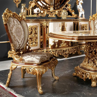 Ensemble de table à manger turque de luxe, table à manger en bois massif de haute qualité, sculptée à l'ancienne, avec chaises pour la maison