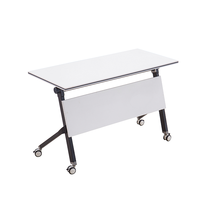 Bureau d'ordinateur en alliage d'aluminium avec roulettes, mobilier de bureau, table mobile, table rotative, table de formation, table pliante