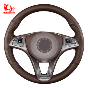 Funda de Volante de Cuero Marrón para <span class=keywords><strong>Mercedes</strong></span> Benz <span class=keywords><strong>Clase</strong></span> E <span class=keywords><strong>Estate</strong></span>, <span class=keywords><strong>Clase</strong></span> <span class=keywords><strong>C</strong></span>, GLA, C350e, GLC - Product Image 2