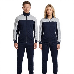 Conjunto Deportivo Unisex Ecológico y Transpirable con Bloques de Color, Sudadera con Cremallera Completa, Corte Ajustado, Ropa Casual de Invierno, Poliéster y Algodón - Product Image 1