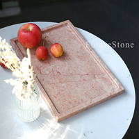 Luxus Creme Rose Marmor Serviert ablett Rechteck Natur marmor Dekorative Lebensmittel Obst Schmuck Tablett Für Weihnachts dekoration