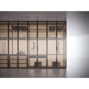 Custom Luxury Aluminum Frame Glass Bedroom <b>Wardrobes</b> Latest Design Modern Simple Storage Closets <b>for</b> Villa with Wood <b>Drawers</b> - Product Image 1