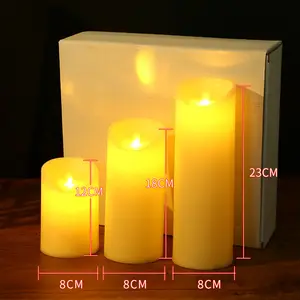 Outdoor Waterproof Battery Operated Flickering Flameless Candles LED Pillar Led Candles With Moving Flame