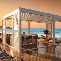 Pérgola retráctil con techo impermeable, marco de aluminio, toldo para jardín, patio trasero, protección solar.
