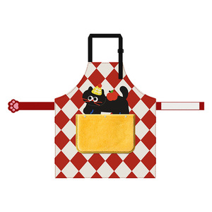 Cute Velcro Apron For Women Oil Proof Waterproof Thickened Half Fleece <b>Kitchen</b> Home Use Cartoon Pattern Daily Wear - Product Image 5