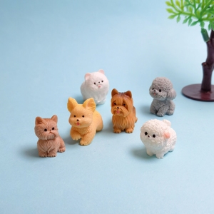 Figura Decorativa de Perro <span class=keywords><strong>Poodle</strong></span> de Dibujos Animados, Miniatura de Resina para Bonsái, Micropaisaje, Jardín de Hadas - Product Image 3