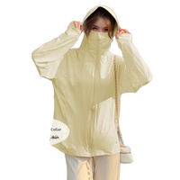 Blouson bomber sportif UPF50+ pour femme en nylon et soie glacée rafraîchissante, à capuche, manches longues, respirant et léger, pour l'extérieur en été