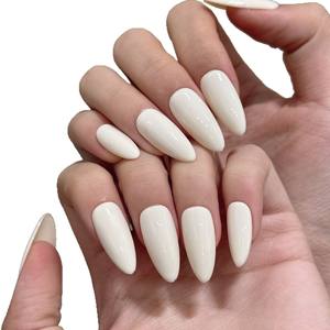 <span class=keywords><strong>Ongles</strong></span> d'orteil et de doigt de couleur unie blancs à couverture complète faits à la main en forme d'amande à presser sur les <span class=keywords><strong>ongles</strong></span> emballage personnalisé réutilisable 10 pièces - Product Image 4