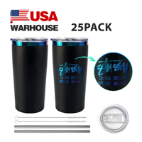 Gobelets isothermes en acier inoxydable de 20 oz avec couvercle et paille, finition arc-en-ciel, couleur noire, pour café, en gros, entrepôt USA