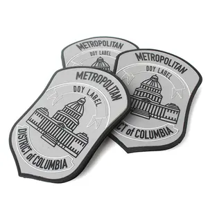 Hook and Loop Custom Embossed Name Logo Silicone Patches Rubber PVC Badges for Uniform