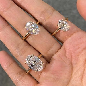 Vente en gros 5ct <span class=keywords><strong>Solitaire</strong></span> Ovale Moissanite <span class=keywords><strong>Bague</strong></span> Gra Certifié <span class=keywords><strong>Emeraude</strong></span> Poire Diamant Radiant Bagues de Fiançailles Moissanite - Product Image 2