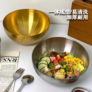 Stainless Steel Salad Bowl <b>Set</b> Gold And <b>Silver</b> Commercial Grade Mixing Bowls For Hotel And Kitchen Use - Product Image 5