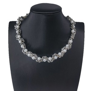 สร้อยคอโซ่คิวบาประดับมุกเทียมและลูกปัดอาเกตสแตนเลสสำหรับผู้ชาย เครื่องประดับระดับไฮเอนด์ - Product Image 5