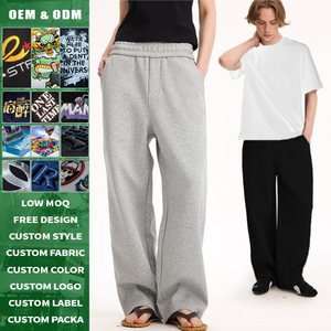 Pantalones Deportivos Cómodos de Tela con Capa de Aire, Cintura Alta, Pierna Ancha, Corte Holgado, Estilo Casual, para Hombre y Mujer, Servicio OEM - Product Image 2