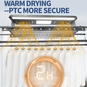 Smart Ceiling Clothes Rack With Led <b>Light</b> Voice Control Telescopic Metal Drying Rack For Balcony Laundry Storage - Product Image 3