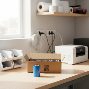 Thermal Ribbon Wax 110mm x 300m Black Ink Outside 1 Inch Core For Label <b>Printer</b> Compatible Use - Product Image 1