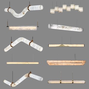 Minimalista Comedor Decorativo Lujo Mármol Lineal Candelabros Luces Colgantes Alabastro - Product Image 5