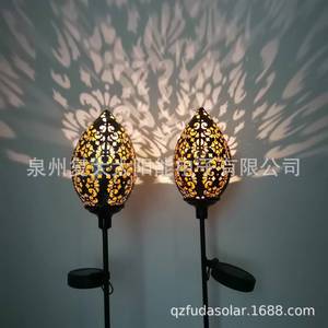 Lampes solaires de jardin LED en forme de goutte d'eau, design creux en métal, résistantes à l'eau, décoration de patio extérieur - Product Image 2