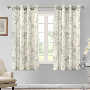 Boho Floral Lin Rideaux, Semi Sheer Light Filtering Grommet Farmhouse Vintage Rideau, Imprimer Motif Traitements <span class=keywords><strong>pour</strong></span> Chambres - Product Image 5