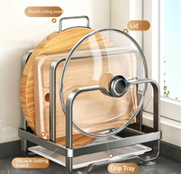 Support de couvercles de casseroles multifonctionnel en acier inoxydable, grande capacité, sur pied, style moderne et minimaliste, épaissi, non pliable