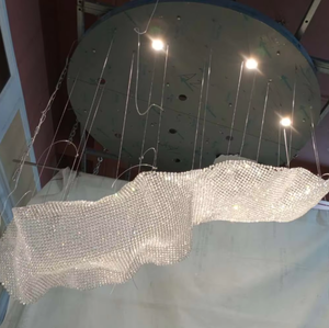 Lámpara de Techo de Cristal de Lujo, Redonda, Dorada, Grande, para Vestíbulo de Hotel, LED 2700K, Blanco Cálido, Regulable, E27, con Interruptor - Product Image 5