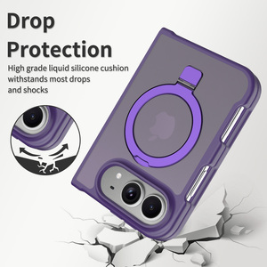 Étui pliable pour <span class=keywords><strong>iPhone</strong></span> 18 Ultra, violet mat, doux au toucher, avec support anneau de maintien, personnalisé, antichoc, magnétique - Product Image 4