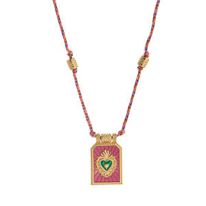 Kalung Manik-manik Gaya Bohemian dengan Kartu <span class=keywords><strong>Tarot</strong></span> Geometris dan Trendi, Berlapis Emas Tembaga dengan Liontin Hati, Hadiah - Product Image 3