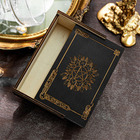 Boîte de rangement en bois noire à couvercle coulissant pour cartes de tarot, boîte cadeau en bois pour le rangement et l'emballage de jeux de cartes de tarot et d'oracle de divination
