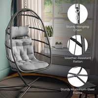 Fauteuil suspendu pliant en forme d'œuf avec coussins de siège et de tête, chaise suspendue en osier pour intérieur et extérieur, capacité de 350 lb.