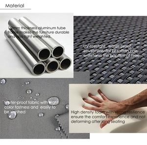 Vancouver 5 tempat duduk Sofa sudut rotan coklat Set teras furnitur anyaman 4 bagian Set Sofa percakapan dengan bantal - Product Image 5