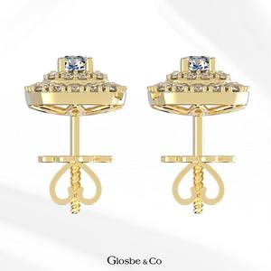 Customized OEM/ODM Natural Diamond <b>Halo</b> Stud <b>Earrings</b> 5mm Fine Jewelry Luxury Classic Elegant Women - Product Image 5