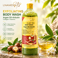 L'NAMDK Gel Douche Exfoliant 1000ml Arbutine Collagène Vitamine Hydratant Contrôle du Sébum Soin de la Peau 1000ml