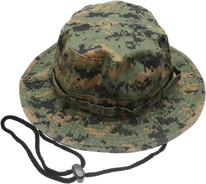 Tùy chỉnh Mens rộng vành camo Bonnie xô hat thiết kế logo mát in ngụy trang bãi biển lưu vực ngư dân xô hat