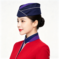 Chapeau d'hôtesse de l'air personnalisé avec bordure marine, casquette d'agent de train à grande vitesse, uniforme d'hôtel, chapeau de bateau OEM/ODM