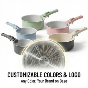 E-TOP Ensemble de batterie de cuisine en aluminium bleu clair 14 pièces, personnalisable, compatible induction, forgé, comprenant poêle à frire, sauteuse et casserole, vente en gros - Product Image 4