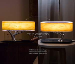 2023 Latest Gadget <b>Tree</b> of <b>Light</b> Wooden Desk Lamp New Technology 10W Fast Wireless Charger with BT Speaker Table Lamp - Product Image 6