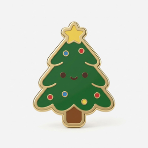 Épinglette de Noël en émail souple multicolore en forme d'arbre de Noël, vente en gros directe du fabricant pour des cadeaux à grande échelle - Product Image 1