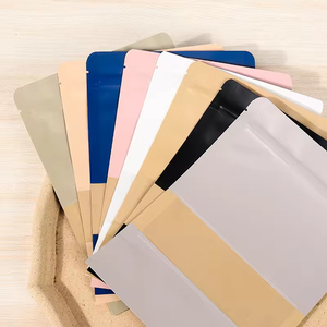 Sachet Doypack en papier kraft épais avec fenêtre transparente et fermeture zip, pour aliments, coloré et économique - Product Image 5