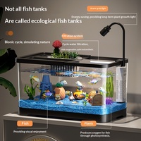 Aquarium d'eau douce pour salon, bureau, petite maison, aquascape écologique de bureau, poissons rouges, tortues, aquarium haute définition
