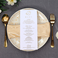 Tarjeta de Menú de Papel Texturizado Blanco con Lámina Dorada, Cartulina Flocada de una Sola Capa, Menú Personalizado para Mesa de Boda o Cena