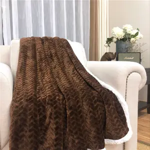 Sherpa manta para sofá marrón de peluche de felpa Fuzzy sherpa manta de lana
