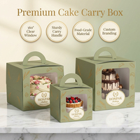 Caja para Pastel Personalizada con Ventana y Asa, Caja para Pastelería con Ventana Transparente, Caja de Regalo, Caja para Llevar Postres HONPAK