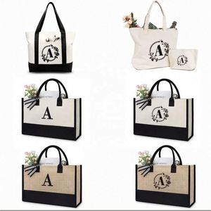 High Quality Luxury Eco-Friendly Canvas Tote <b>Bags</b> Zipper Closure Custom Print Logo Letter Reusable Souvenir Wedding <b>Gift</b> - Product Image 4