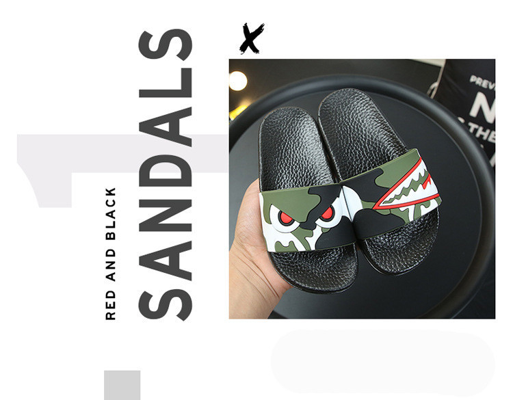 Children Cartoon Shark Summer Sandals Non-Slip Flat Beach Flip Flop House Shoes Slippers for Kids