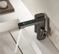 Meiyani Distributeur de Savon Intelligent 2-en-1 de Luxe avec Capteur, Robinet Numérique Inductif Chaud/Froid pour Lavabo et Évier de Salle de Bain