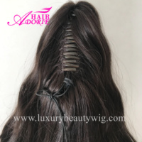 LXT101 Cuticule vierge russe ondulée Clip de cheveux humains européens Clip de griffe dans l'extension de cheveux de queue de cheval